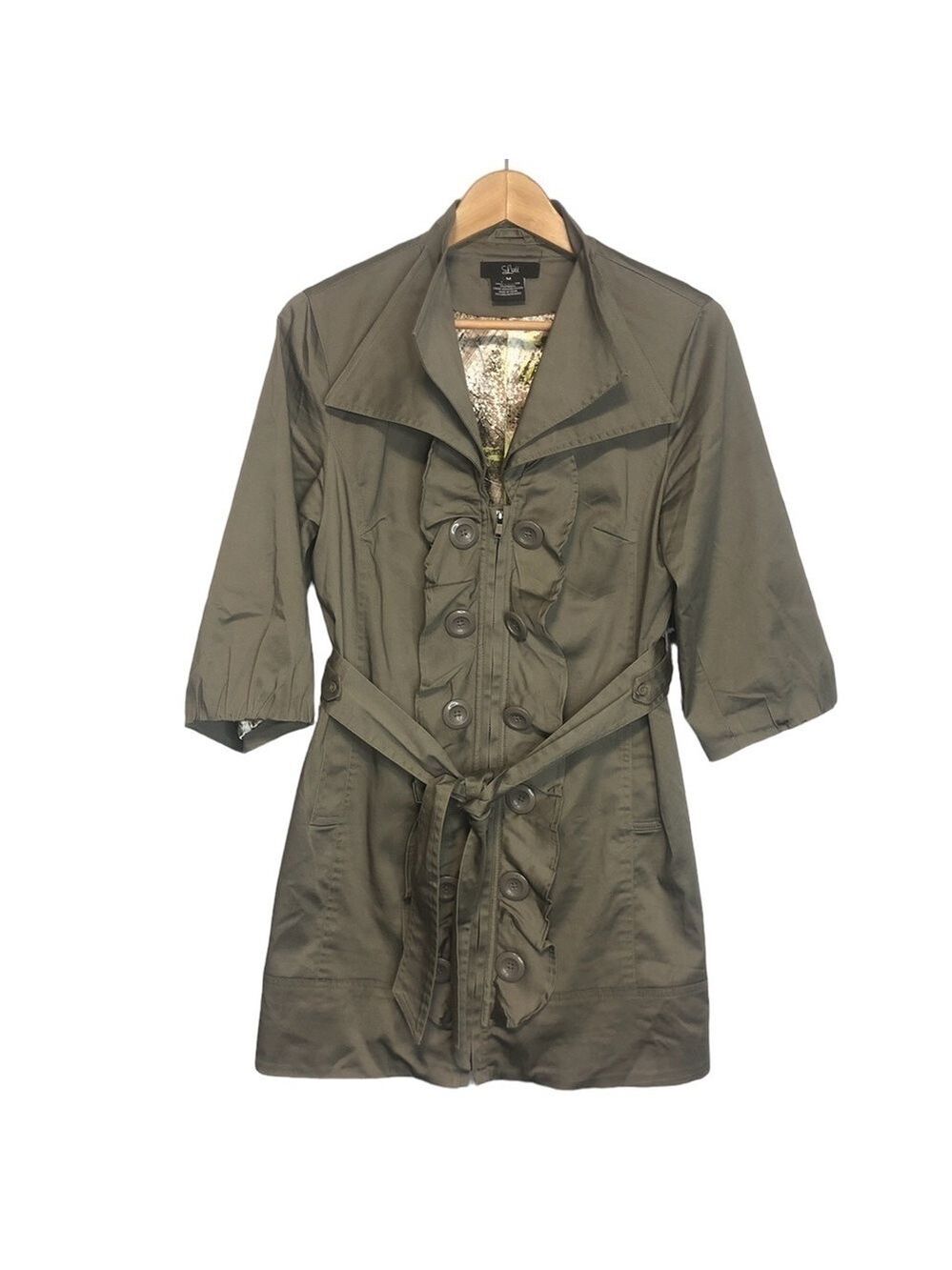 Luii Belted Single Breasted Mid Length Trench Coat, size M